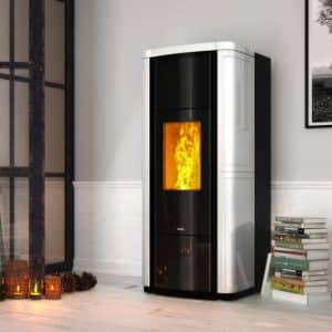 Termoestufa Pellet H25 Shape Steel/Maiolica Nobis